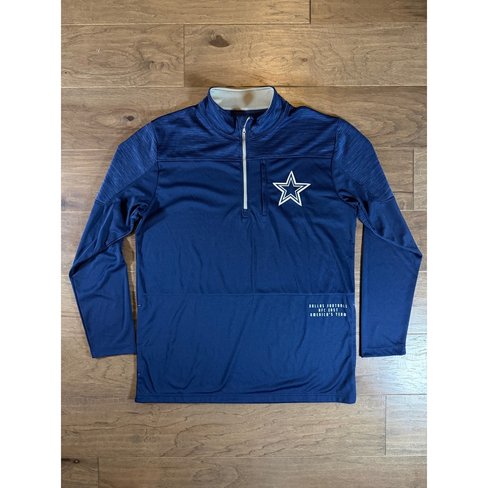 NFL Team Apparel Dallas Cowboys Mens XL Navy Blue Quarter Zip Pullover Star Logo